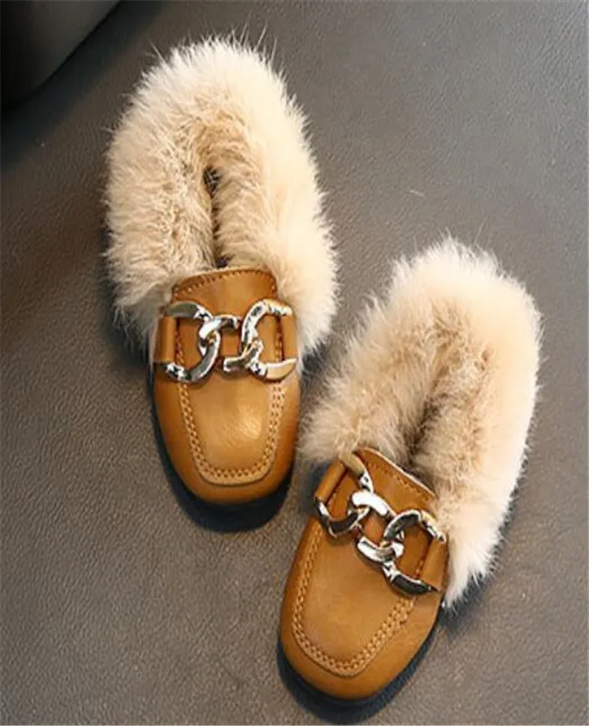 Designer kinderschoenen mode sneaker jongens meisjes konijnenbont laarzen herfst winter kinderloafers peuter kind baby warme schoenen