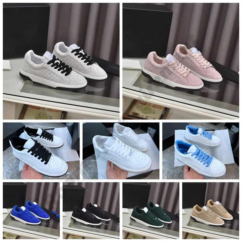 22SS Designer Suede Flat Casual Shoes White Black Panda Sneaker Lace-Up Round Head Women Freeway Sneakers Cut-Out Thick Soles Skateboard Shoe