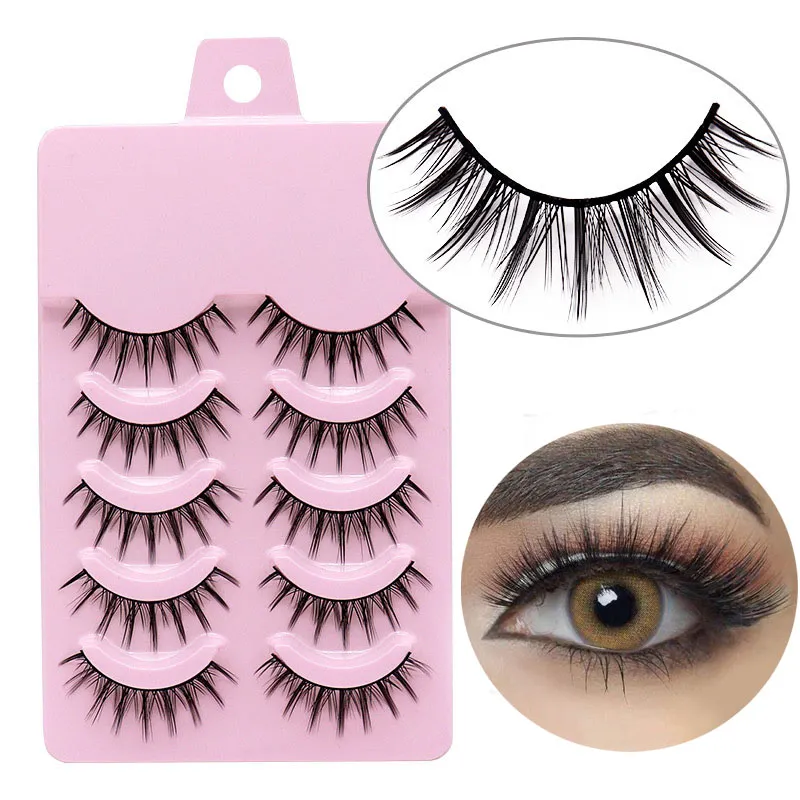 5 pares 3d de cílios falsos de comprimento Conjunto de cosplay estágio natural artesanal Faux Mink Fur Eyelash Dramatic Lashes Extensões por atacado