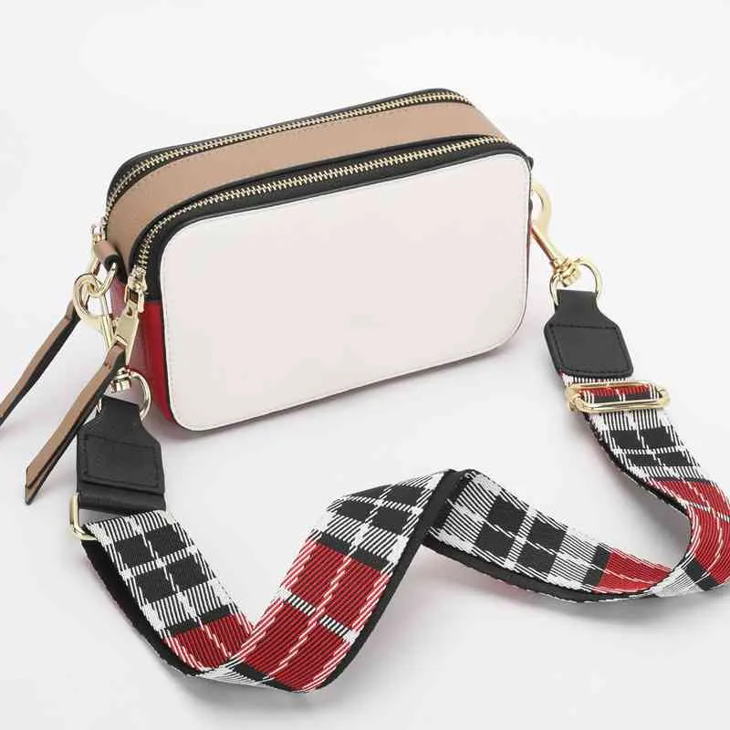 shoulder bags designer crossbody bags women leather luxurys handbag Fashion Wide Strap M Color Matching Small Square J Camera Bag Purse 220921