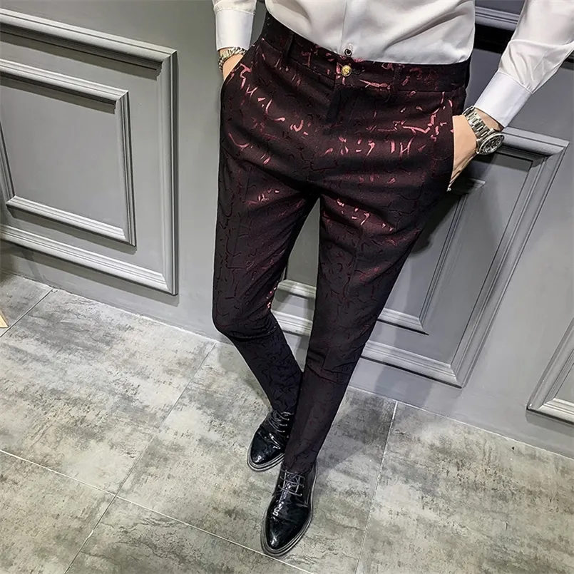 Men's Pants Classic Jacquard Suit Spring Social Trousers Slim Business Casual Formal Office 220920