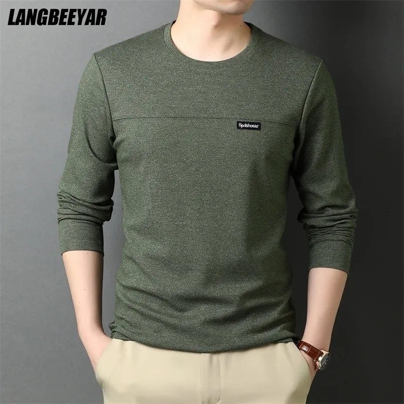 Men's T-Shirts Top Quality t Shirt Men Fashion Brand Designer Long Sleeve Slim Fit Solid Color Tops Casual Mens Clothes 220920