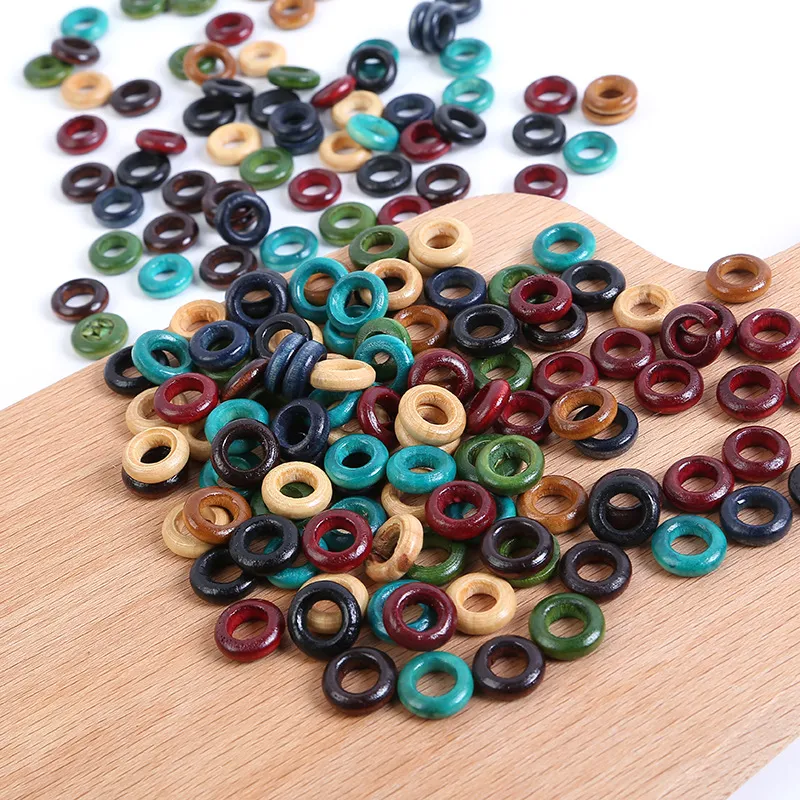 13mm Microbilles Coloré En Bois Cercle Perruque Ornement Anneau Creux Tresse Cheveux Extension Dreadlocks Décoratif BRICOLAGE Accessoires