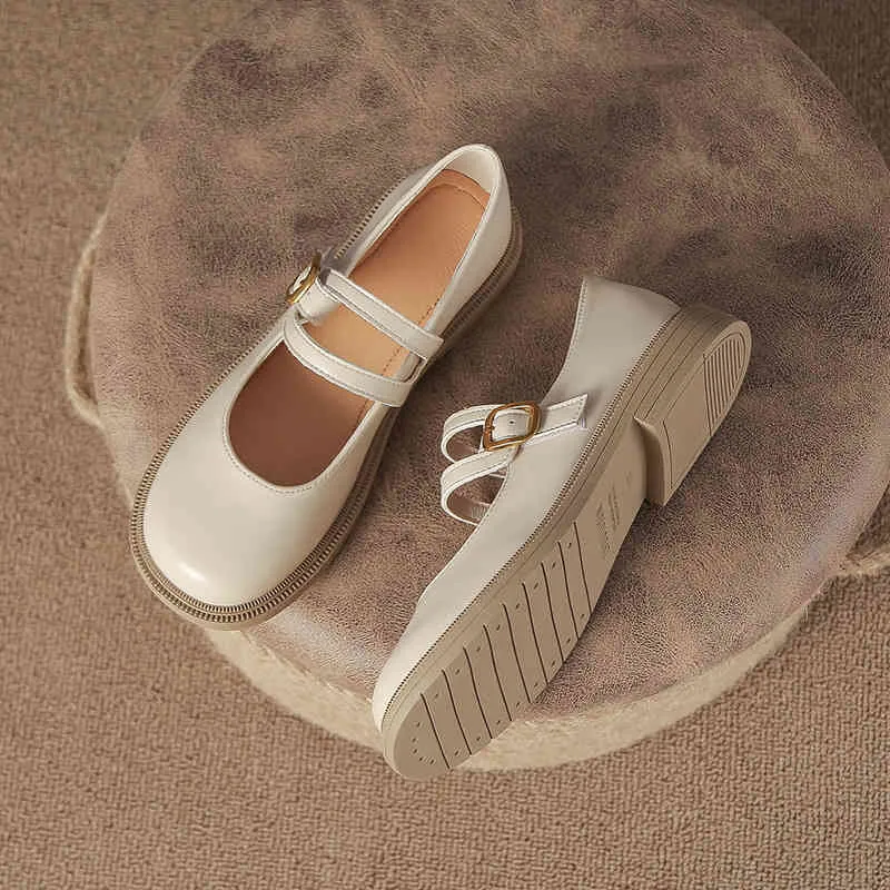 Dress Shoes French small leather shoes light mouth British round head loafers women's summer flat sole shoes with soft