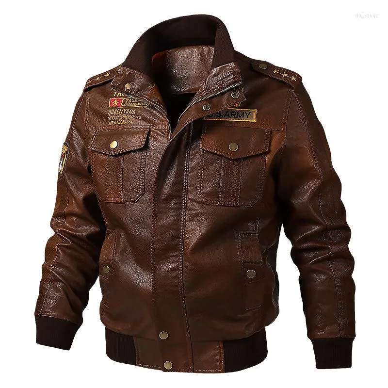 Racingjackor 2022 Spring Autumn Men Faux Leather Jacket Male Motorcykel Svart Outwear Pu dragkedja överdimensionerade 4xl