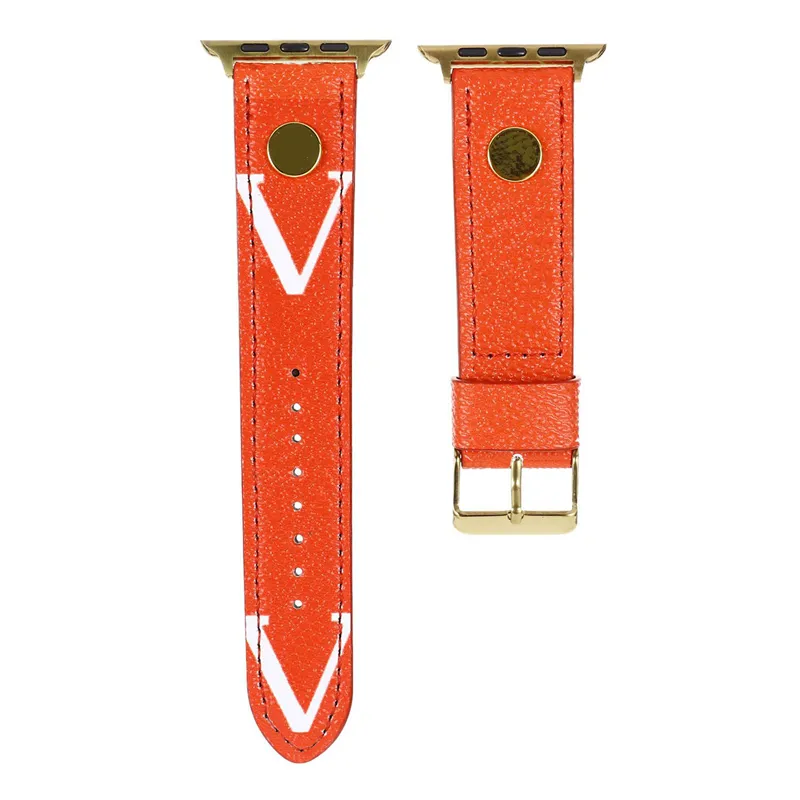 Lettre de créateur sangle intelligente bracelets de montre en cuir pour iWatch Band 38 mm 40mm 41 mm 42 mm 44 mm 45 mm