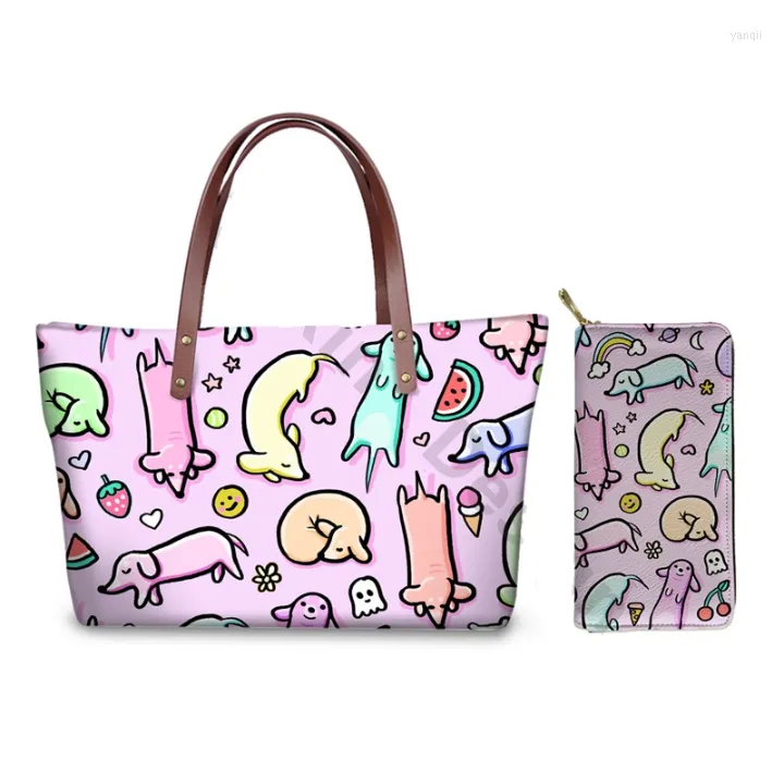 Evening Bags Luxury Handbags Women Designer Tote Cartoon Sausage Dog Print Female Fashion Shoulder Cute Clutchbag Bandolera Mujer