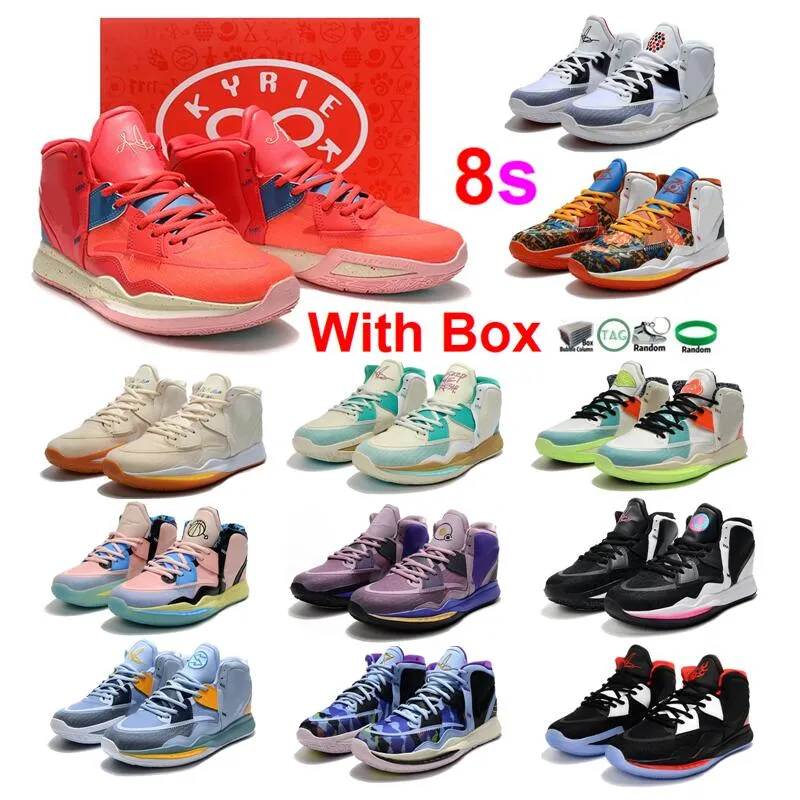 Kyrie 8 Basketball Shoes 1 World 1 People Fire and Ice Infinity Keep Sue Fresh Two Way Valentine Day Men Shoe With Box Sneakers Sports