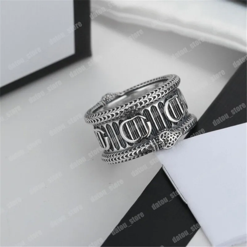 Designer Band Rings Mens Hip Hop Woman Love Couple Ring Luxury Jewelry Viper Engraving Rings Retro 925 Silver Letter Anelli Ringe 261h
