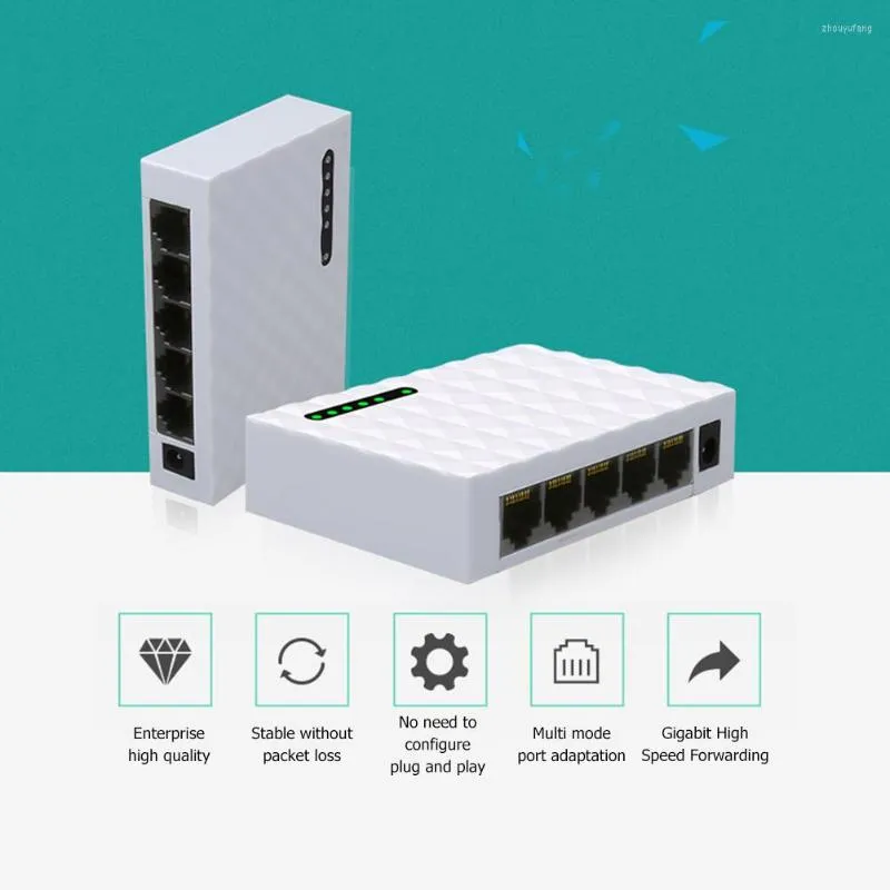 Cavi per computer Mini 5 porte Desktop Switch di rete da 1000 Mbps Gigabit Fast RJ45 Ethernet Switcher LAN Switching Hub Adattatore Full Duplex