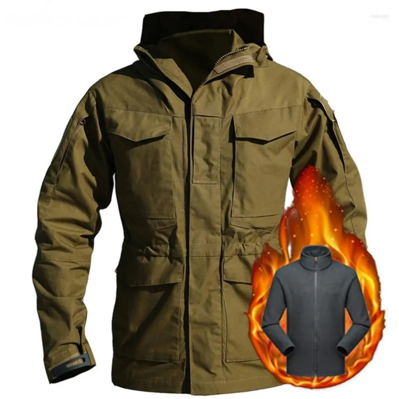 Vestes pour hommes M65 UK US Army Hiver Polaire Épaissir Chaud Veste Imperméable Hommes Militaire Coupe-Vent Manteau Vol Pilote À Capuche Vêtements