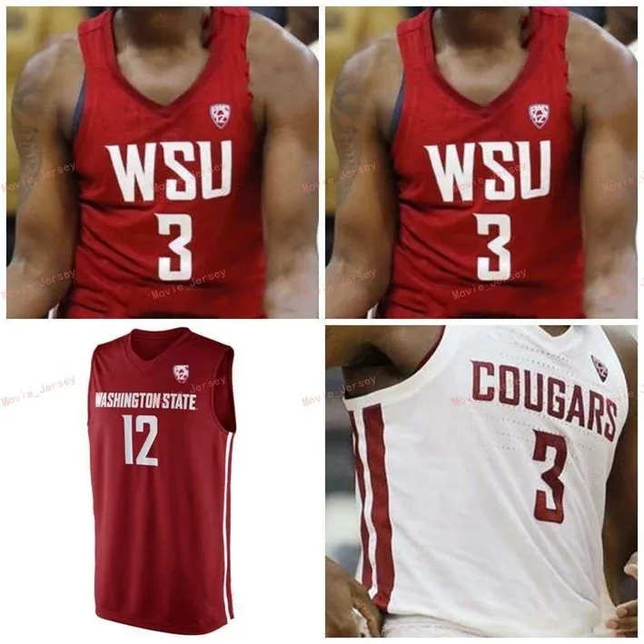 Nik1 Cousu personnalisé 1 Thompson 2 CJ Elleby 3 Robert Franks 13 Jeff Pollard Washington State Cougars College Hommes Femmes Jersey Jersey