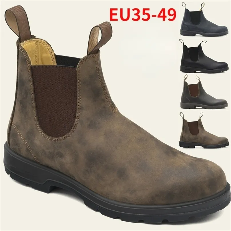 Stiefel Retro Leder Männer Chelsea Boot Handgemachte Herbst Winter Schuhe Casual Bequeme Unisex Knöchel Zapatos de Hombre 220921