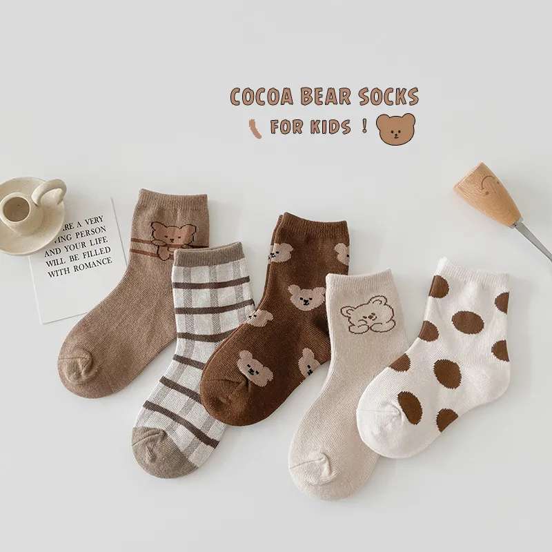 Calcetines para niños, 5 par/lote, Primavera/otoño, calcetines de algodón con dibujos de animales para niñas pequeñas, ropa bonita para niños recién nacidos y niños pequeños