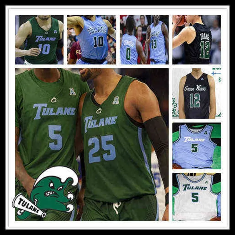 WSKT 2021 Koleji Tulane Jersey Basketbol Kevin Zhang Teshaun Hightower Christion Thompson K.J. Lawson Nic Thomas Walker Ray Ona Embo Noba