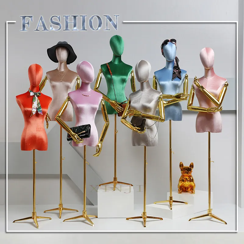 Joli mannequin de main doré Flexible en tissu pour femmes, modèle de couturière multicolore exposé