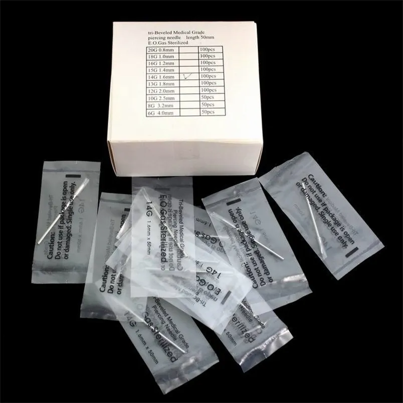 Aiguilles de tatouage 200PCS Piercing Acier 14G Corps jetable E.O.Gas Stérilisé Maquillage permanent 220921