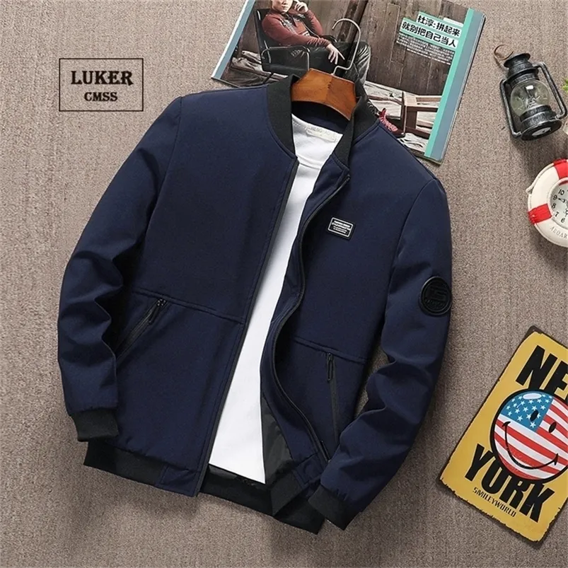 Herrjackor Luker CMSS Summer Autumn Men Jackor Rockar Casual Solid Thin Baseball Jacket Male Stand Collar Fashion Zipper Coat Plus Size 6xl 220921