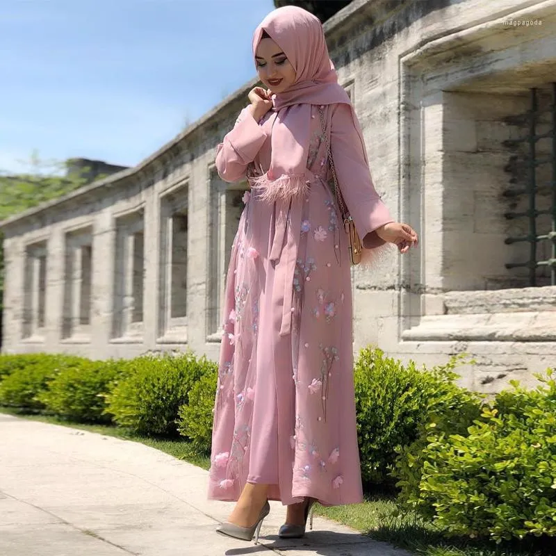 Etnik Giyim Cicek Abaya Dubai Kimono Musluman Hijab Elbise Kaftan Kaftan Marocain Dua Turk slam Robe Femme Abayas Kad nlar Icin Yi TL1 004.65 DHgate
