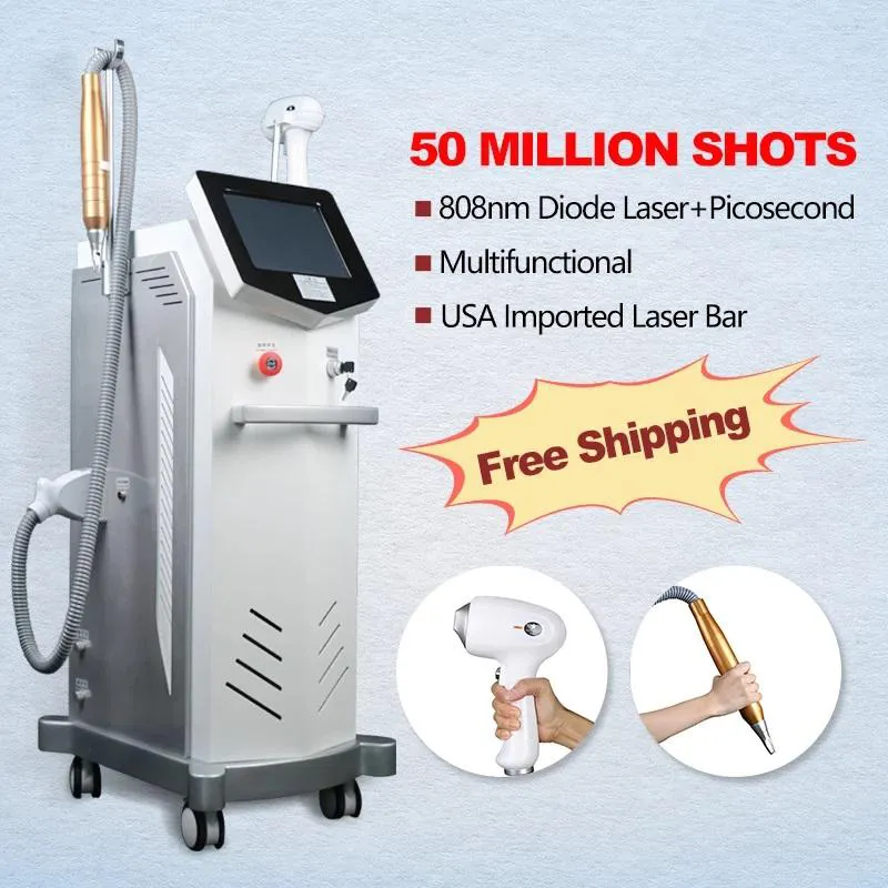 Diode Laseranordning 1064 755 808NM 2in1 Hårborttagning ND YAG LAZER LASER TATTOO Removal Machine smärtfri skönhetsutrustning