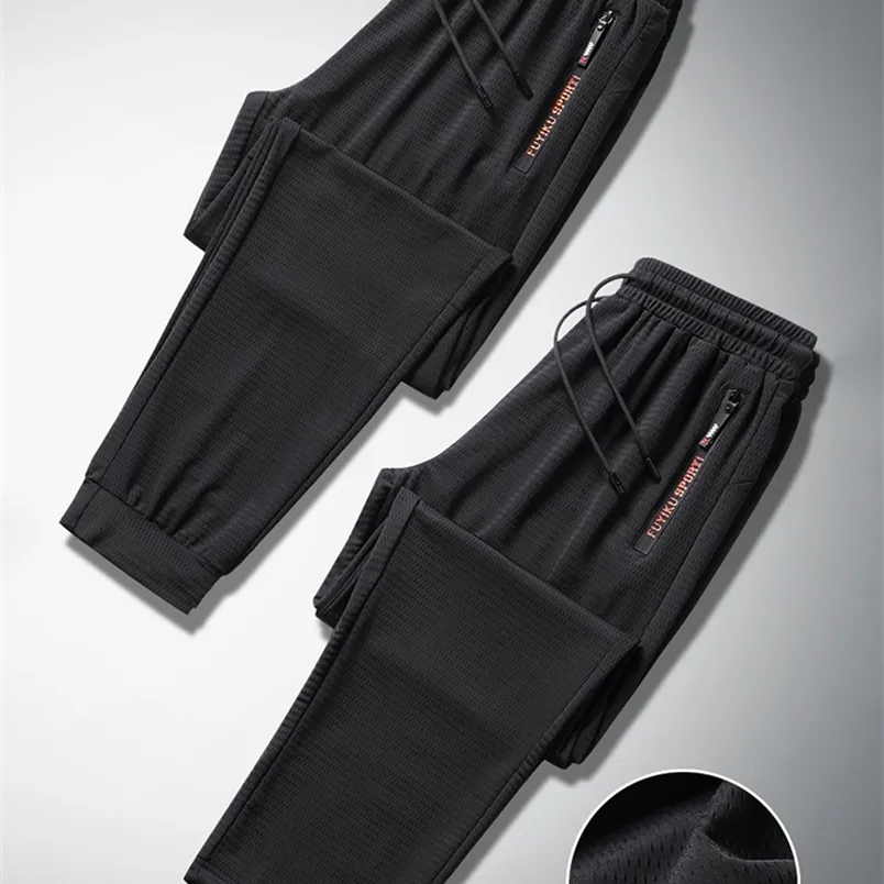 Pantalons pour hommes été respirant maille noir pantalons de survêtement hommes joggeurs vêtements de sport pantalons baggy homme décontracté piste grande taille 7XL 8XL 9XL 220920