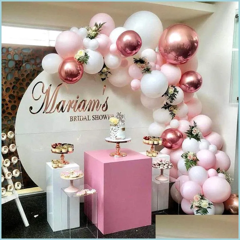 Party Decoration 109st/Set Pink White Balloon Garland Arch Kit för Baby Shower Girl Birthday Wedding Bridal Bachelorette D BDESPORTS DHSQT