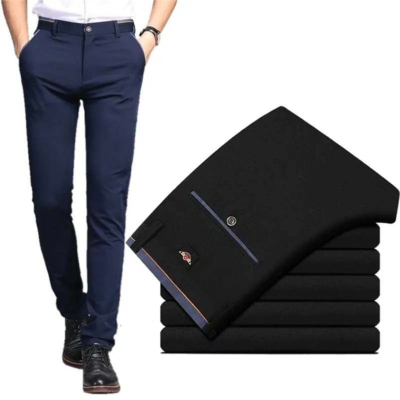 M￤ns byxor Mens Suit Spring and Summer Male Dress Business Office Elastic Wrinkle Resistant Big Size Classic Trousers 220920