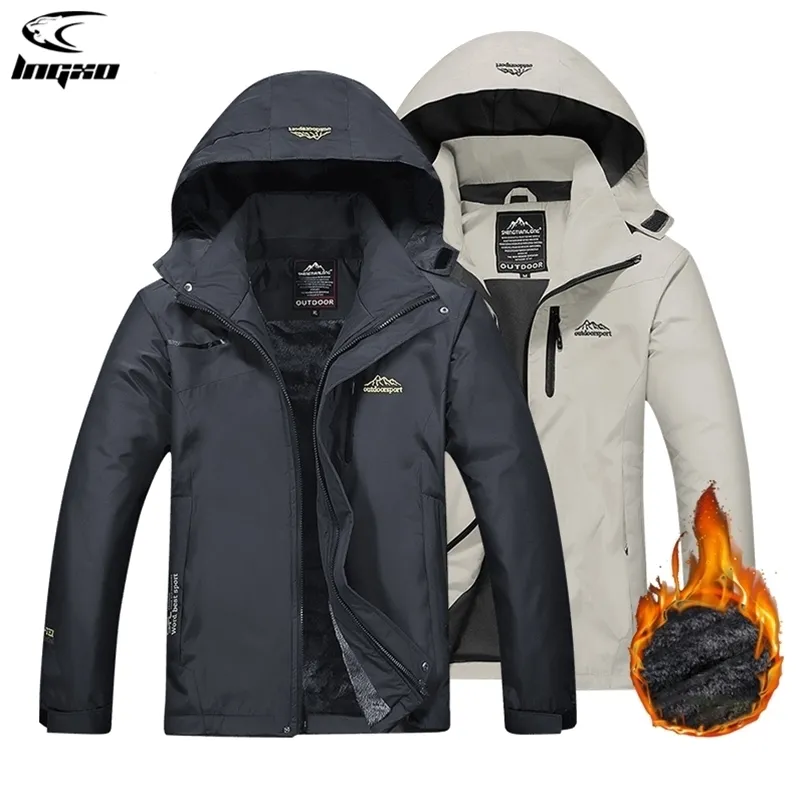 Outdoor Jackets Hoodies LNGXO Winter Inner Fleece Waterproof Men Women Windbreaker Hiking Camping Skiing Rain Thick Thermal Coat 220920