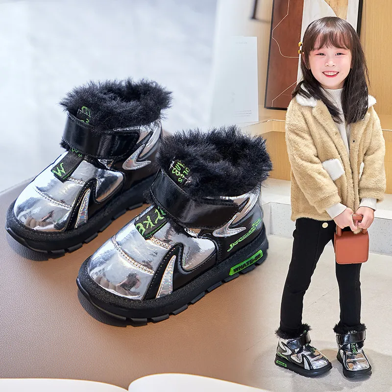 Boots Boys snow boots winter children s Plush thickened warm waterproof antiskid shoes girls short 4 15 years old 220921