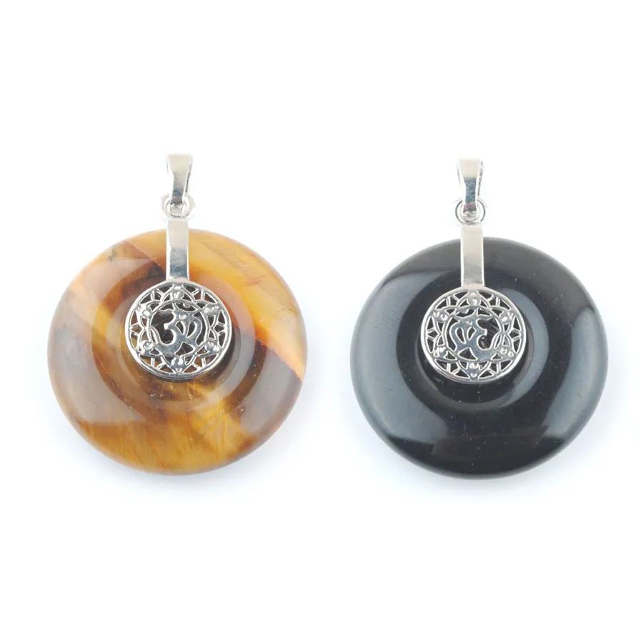 Grekisk natursten 3d Round Charms smycken hänge halsband Tigers Eye Opal Crystal Balance Bead Gift Bo930