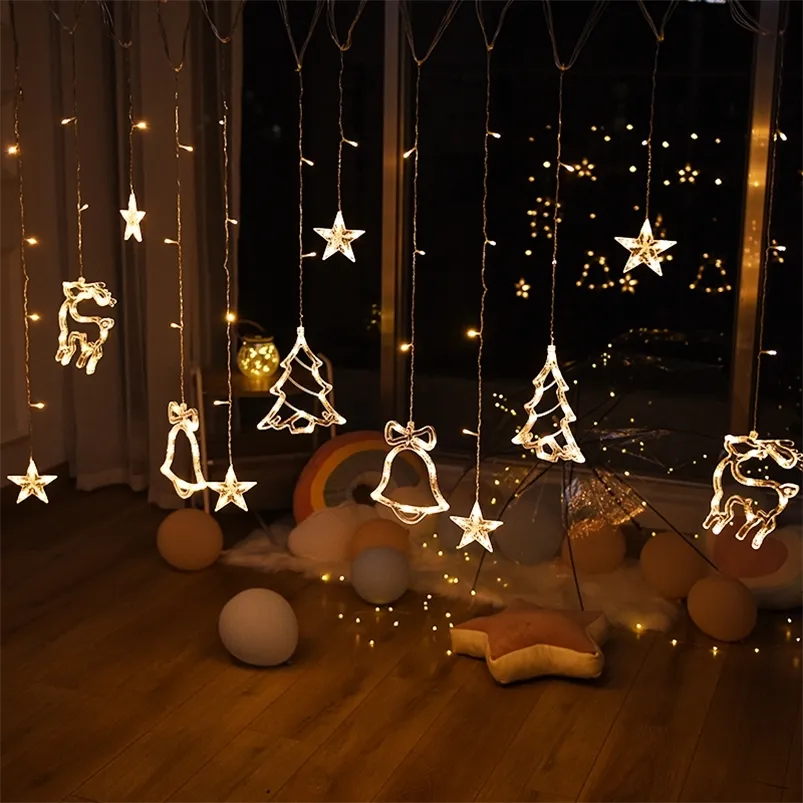 Decorações de Natal Elk Bell String Light Led Christmas Decor for Home pendurado Grus