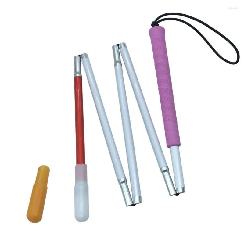 Треккинговые столбы 105 см - 155 алюминий складной слепой тростник белый кнут 2 кончики розовая ручка