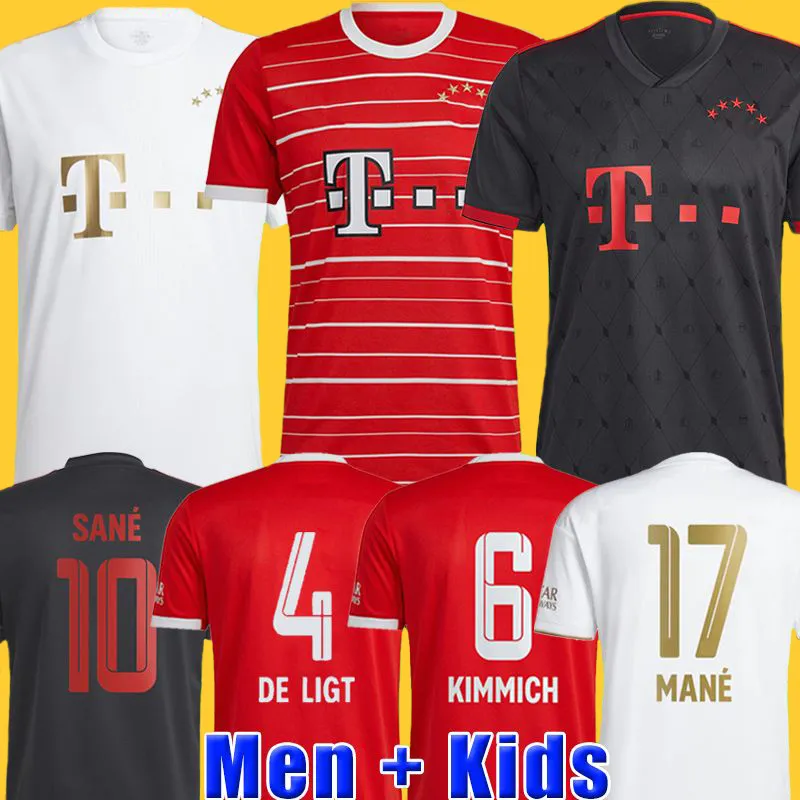 De Ligt Soccer Jersey 22 23 Mane Sane Hernandez Bayern Munich Gnabry Goretzka Coman Muller Davies Kimmich Football Shirt Kids Kids 2022 2023 Uniforms