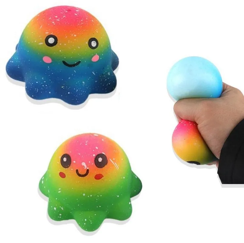 Regenboog octopus ventil knijp speelgoed decompressie speelgoed zachte stress inktvis trage rebound rubberen ballen verlicht angst en stress autisme fidget jelly childrens cadeau