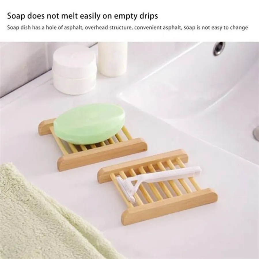 100pcs Bar Products Natural Bamboo Drays Wholesale Wooden Soap Dish Woodens Soaps Tray Rack Plate Boyner for Bath Shower Bathrate Fy4639 C0921