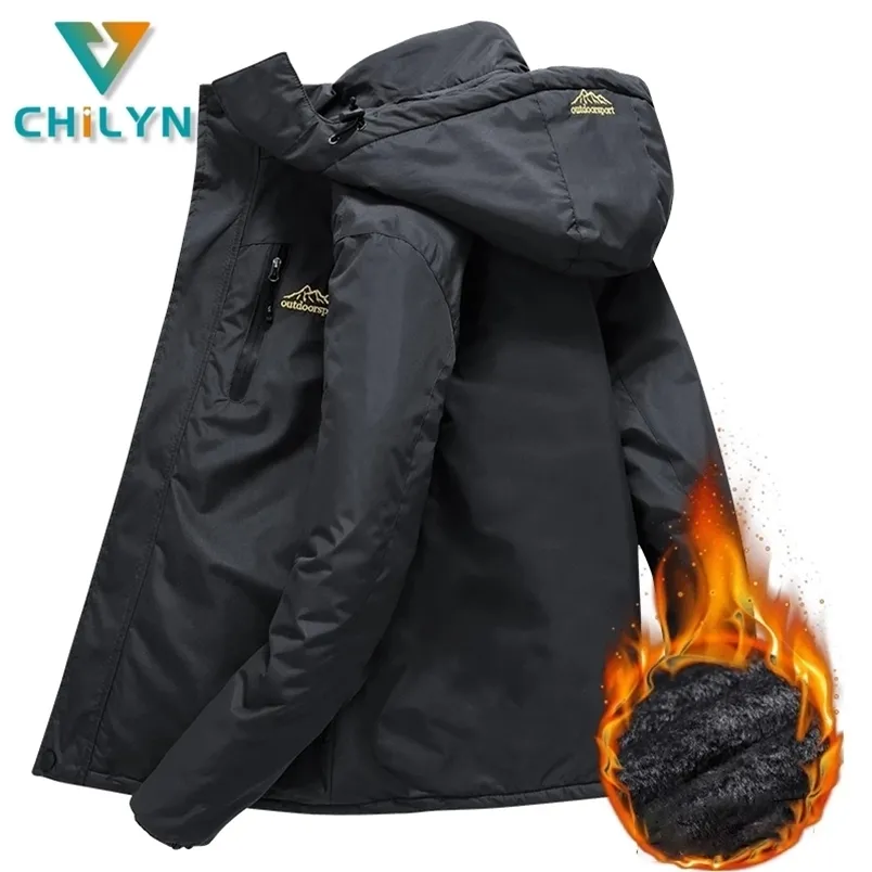 Outdoor Jackets Hoodies CHILYN Men's Winter Inner Fleece Waterproof Men Windbreaker Hiking Camping Skiing Rain Thick Thermal Coat 220920