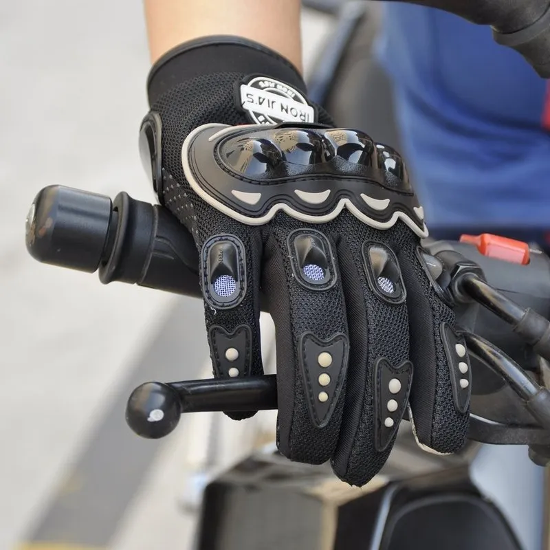 Iron Jia's Summer Motorcycle Gloves Men Breathable Full Finger Carbon Fiber  Protection Motocross Moto Motorbike Riding