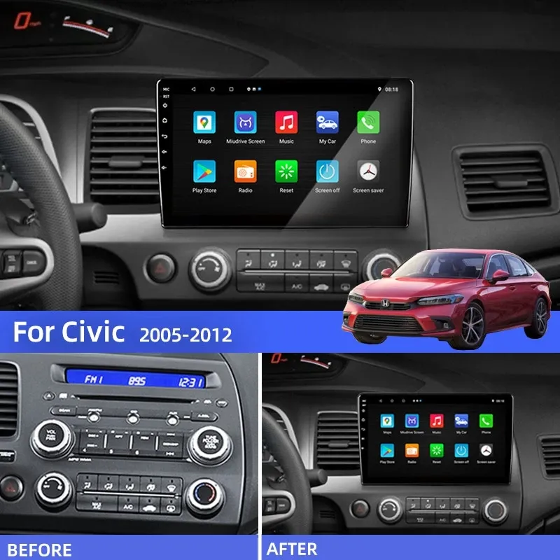 Android Touch Screen Bluetooth Stereo Auto Video Audio Player Für Honda CIVIC 2006-2011 GPS Navigator Silber