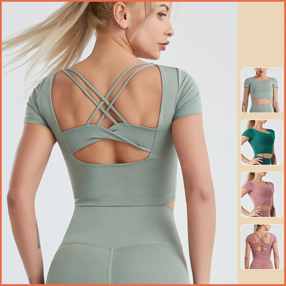 Fashion Yoga Fitness Crop Tops футболка для женского спортзала Quick Dry Running Sport Sport с коротким рукавом встроенный грудь футболки 20W159