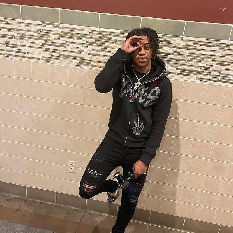 DHgate.com:Mens Y2K Full Zip Up Hoodie, Gothic Rhinestones DHgate.com:Mens Y2K Full Zip Up Hoodie, Gothic Rhinestones