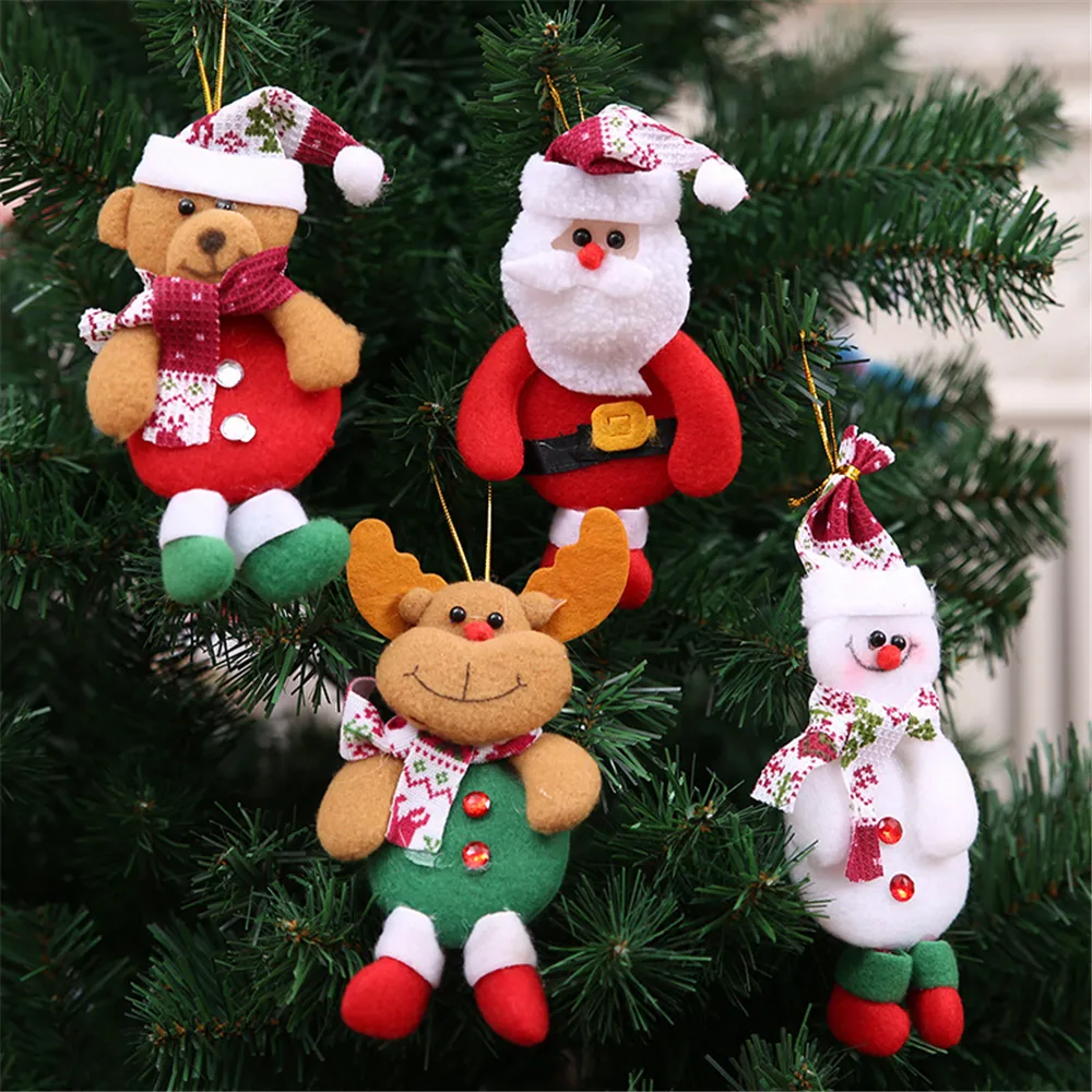 Boże Narodzenie Plush wiszące ozdoby Święty Mikołaj/Snowman/Elk/Bear Xmas Tree Wiselant Decorations XBJK2209