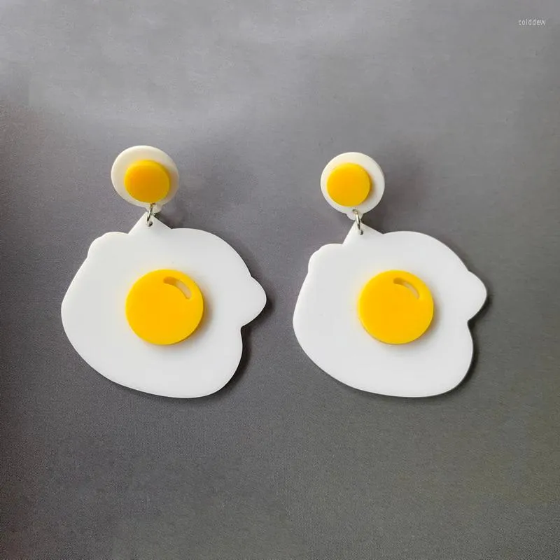 Gestüt Ohrringe Lustige Simulation Food Sunny Side Up gebratenes Eier Acryl für Frauen kreatives Modeschmuck Geschenk