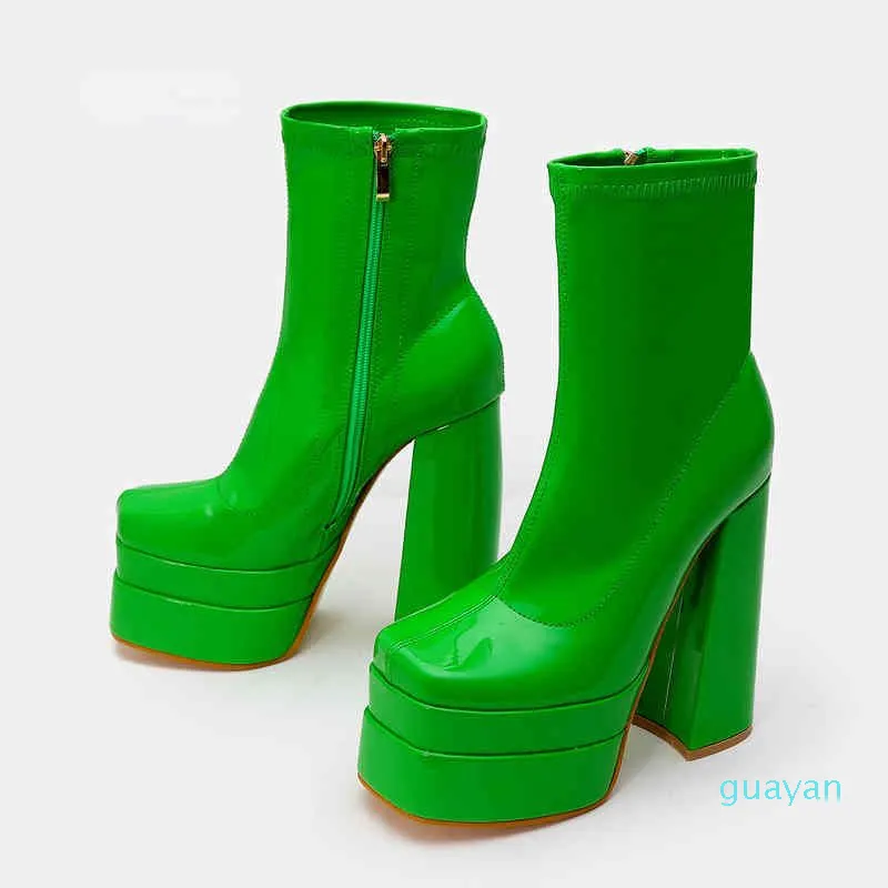 Botas HBP Ultra High Heel Green Chimney Boots Women High Watersoperate Plataforma