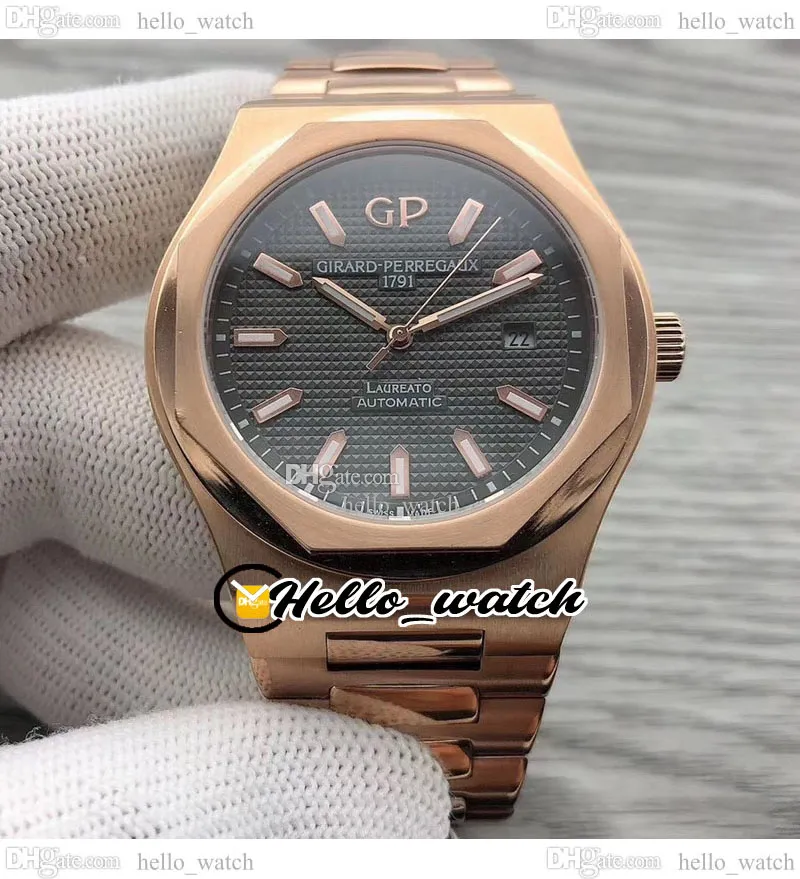 GP Laureato 42mm Automatic Watch - Black Dial Rose Gold & Stainless ...
