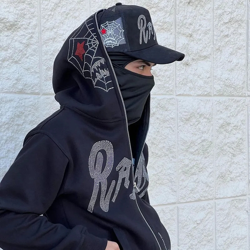 Y2K Fashion Symbol print Harajuku Loose Casual Zipper Hoodie