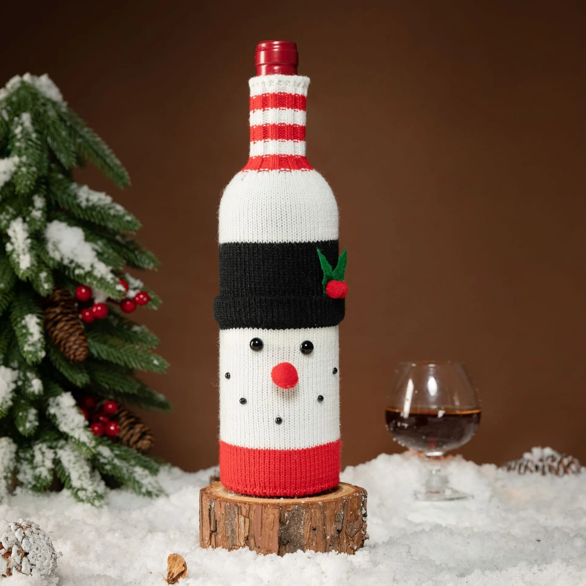 Cartoon Knitted Christmas Wine Bottle Set Decorations Santa Elk Christmas Products Supplies Xmas RRE14821