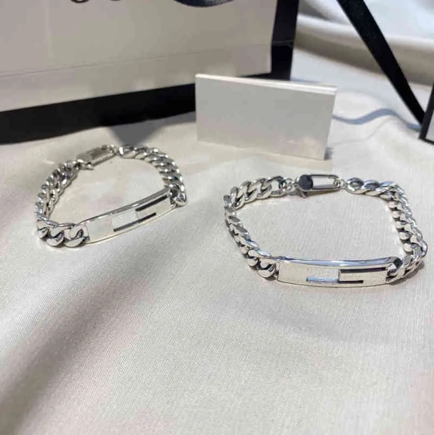 Bracelets à breloques en argent sterling S925, large, à la mode, personnalisé pour petite amie, bijou de conception exclusif, vente exclusive4T6X