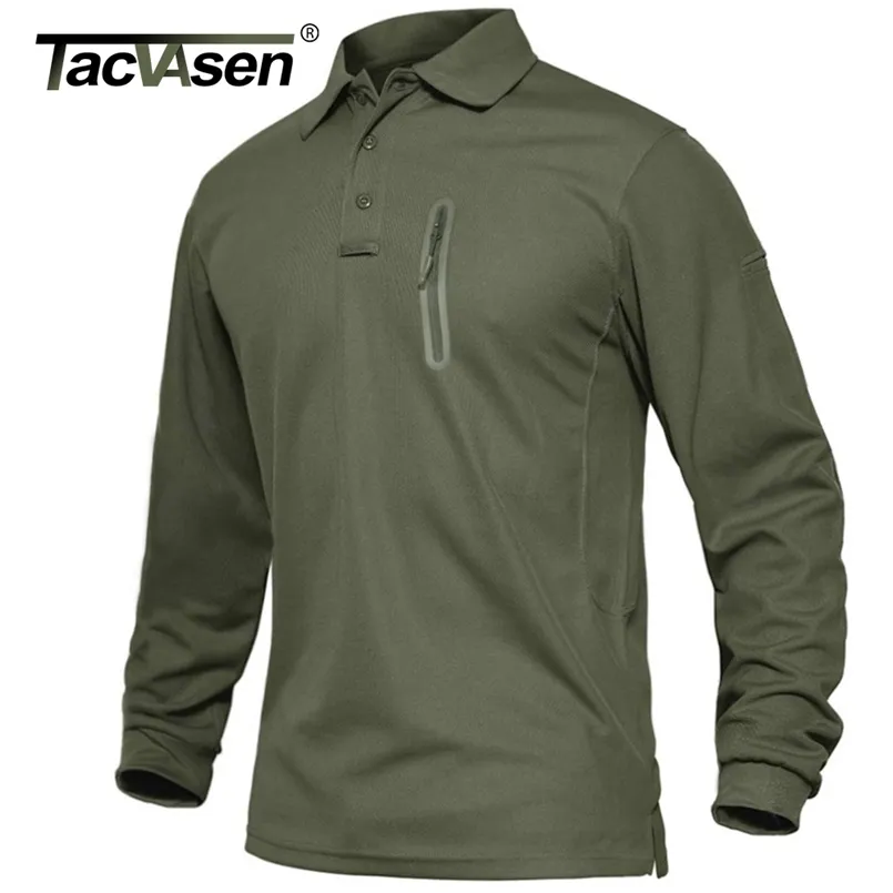 Herren Polos TACVASEN Reißverschlusstasche Taktisches Arbeitshemd Herren Langarm Premium Hemden Casual Golf Sport Armee Militär T-Shirts Tops 220920