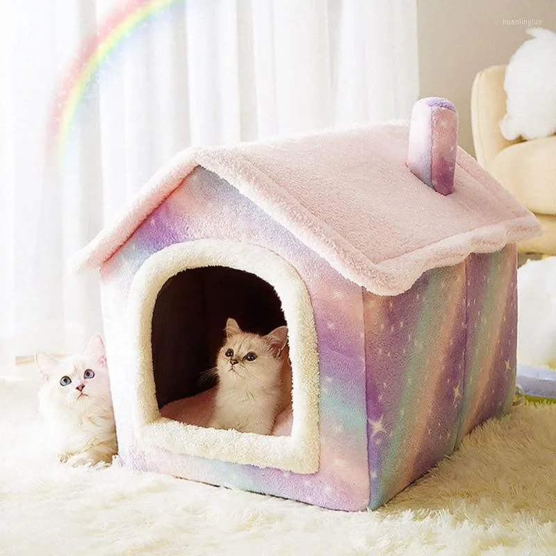 Muebles de camas de gato muebles extra￭bles de la casa de mascotas rosa nido de perrera de la perrera de la perrera accesorios para dormir