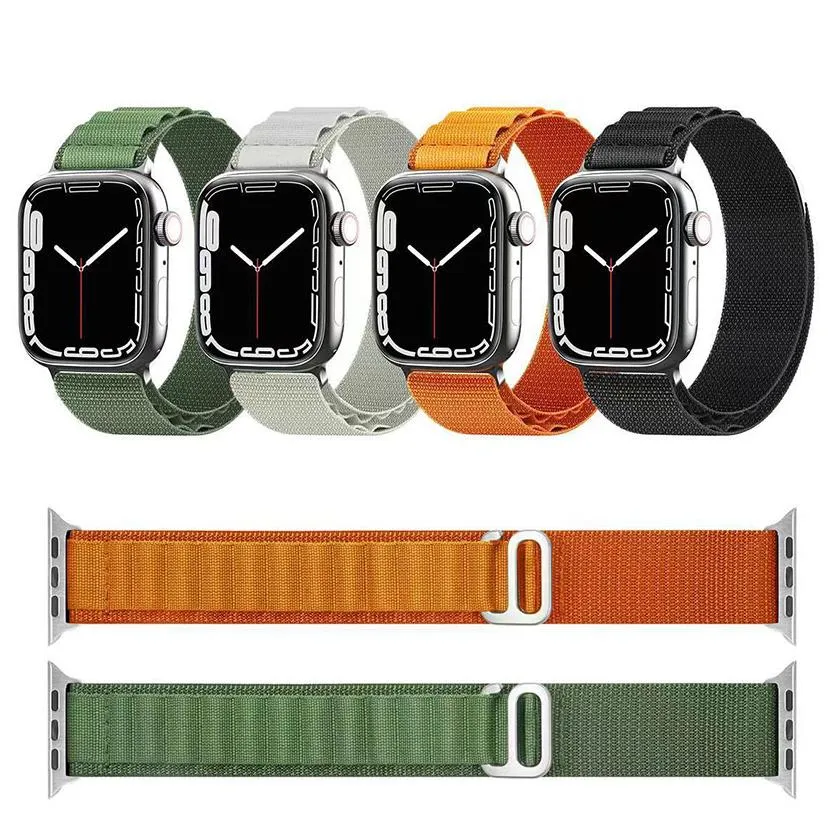 Плетеные соло -петли для ремней для Apple Watch Band 49 мм 44 мм 40 мм 42 мм 38 мм тканевый нейлоновый упругий ремень браслет IWATCH Series 8 7 3 4 5 SE 6 ремешок